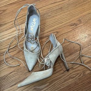 Sam Edelman Nude lace up heels 4”